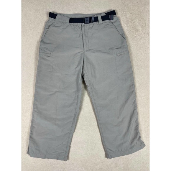 The North Face Womens S Hiking‎ Outdoor Crop Pants Belted Zip Pocket Khaki - Picture 1 of 14